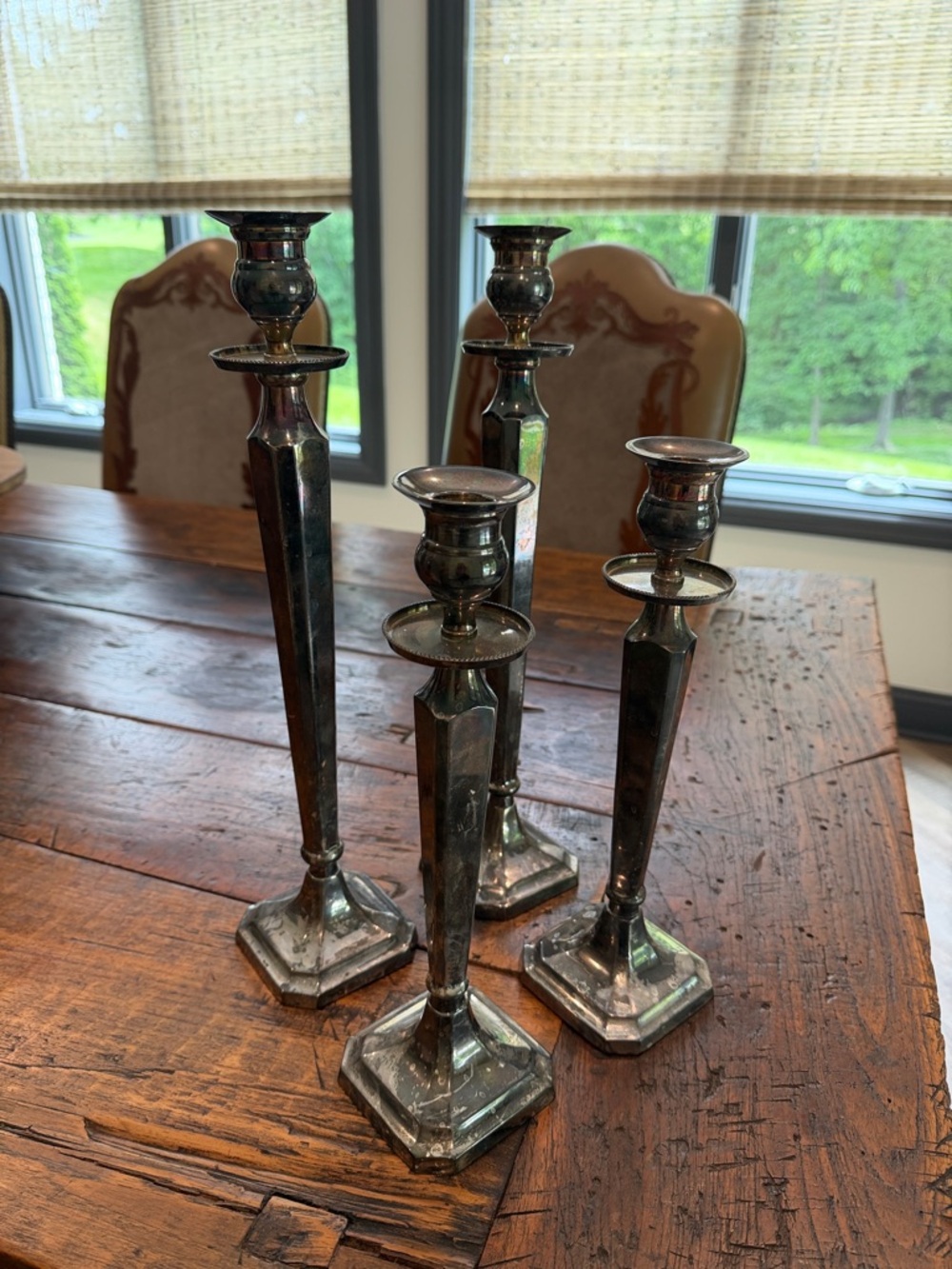 vintage silver-plated taper candlesticks - set of 4